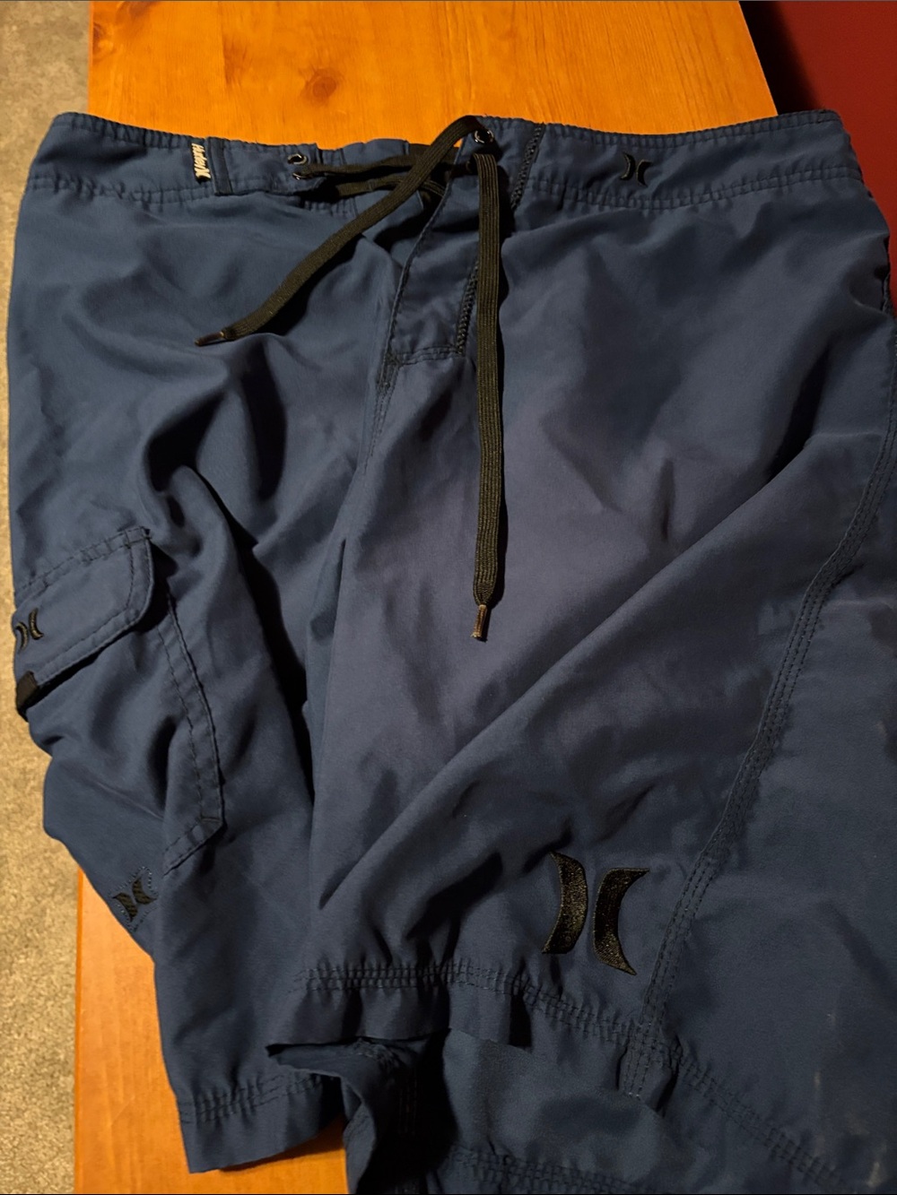 Hurley Men's Dark Navy Cargo Shorts with Drawstring